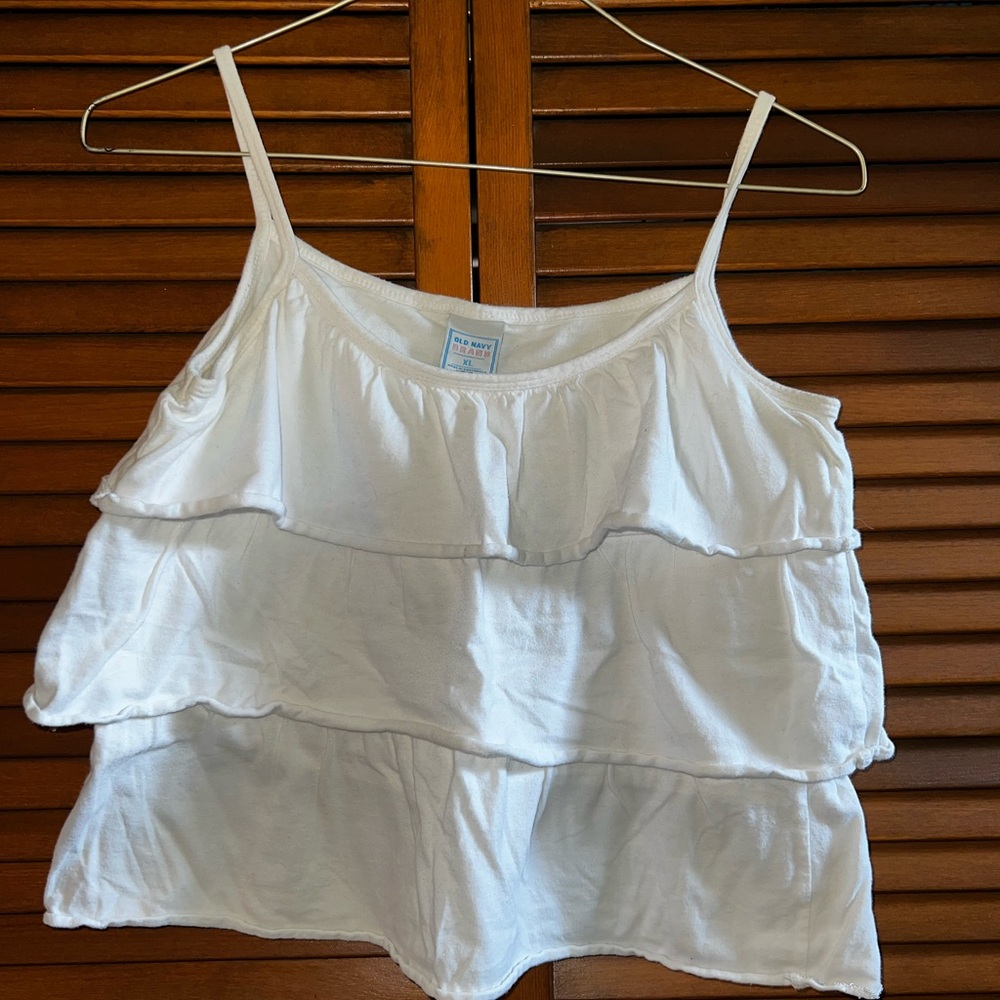 White Ruffle Layered Kids Top